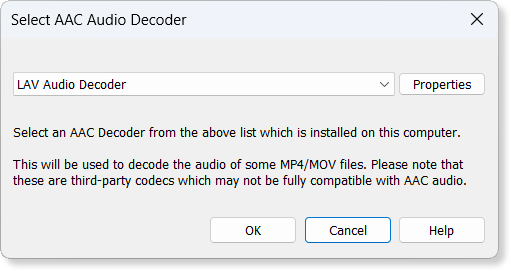 Selecting an AAC Audio Decoder Selecting an AAC Audio Decoder