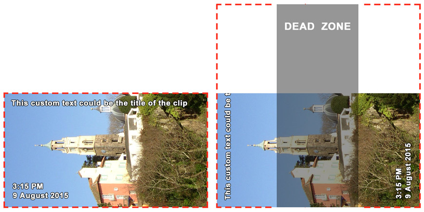 Burned-in text layer rotated to Portrait 90 degree CCW orientation