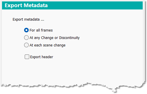 Export Metadata options