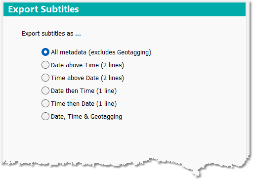 Export Subtitles options Export Subtitles options