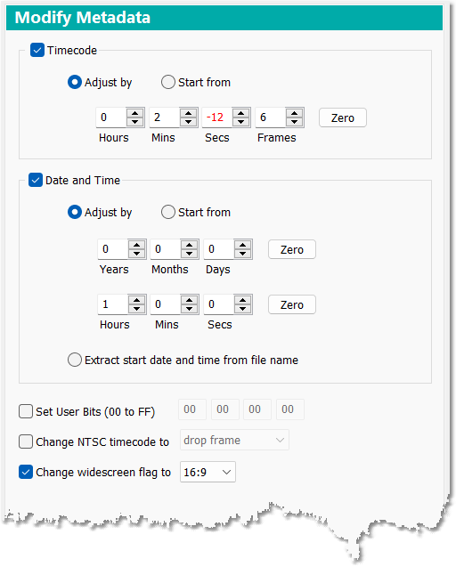 Modify Metadata options
