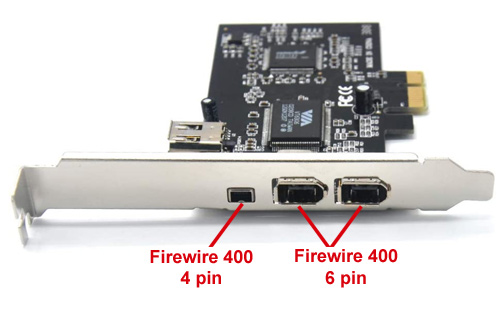 Firewire PCIe card connections