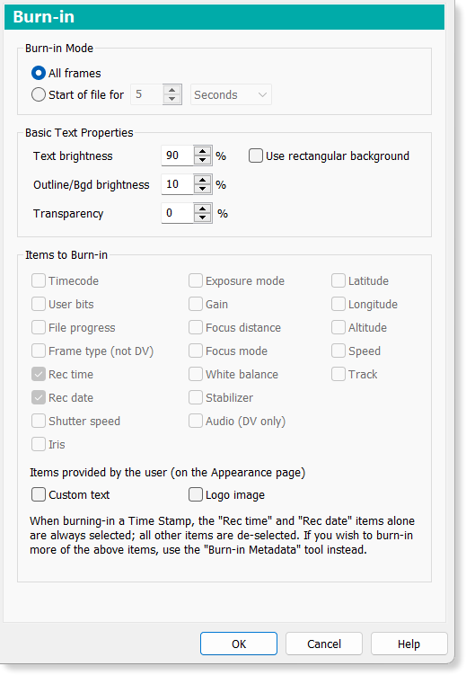 Burn-in options