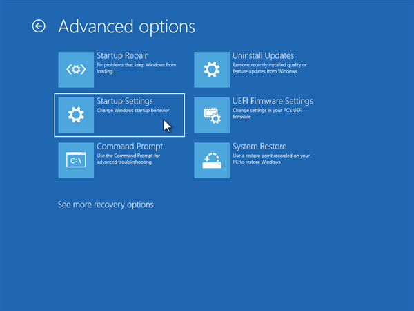 Click Startup Settings